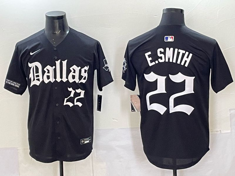 Men 2025 Nike Dallas Cowboys #22 E.Smith Black 5th generation Joint Name Limited NFL Jersey 09->dallas cowboys->NFL Jersey